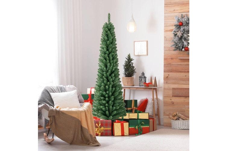  1.8M Festive Sherwood Fir Tree Pre-Lit Christmas Slim Memory Branchs Tree Xmas Pencil Tree Party Decoration Gift | Christmas Trees | Home ...