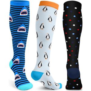 ACTINPUT Compression Socks for Women&Men 15-20mmHg Medical Knee High Support for Seniors,Pregnancy,Flight,Nurse&Circulation (Small-Medium, A05-ocean World)