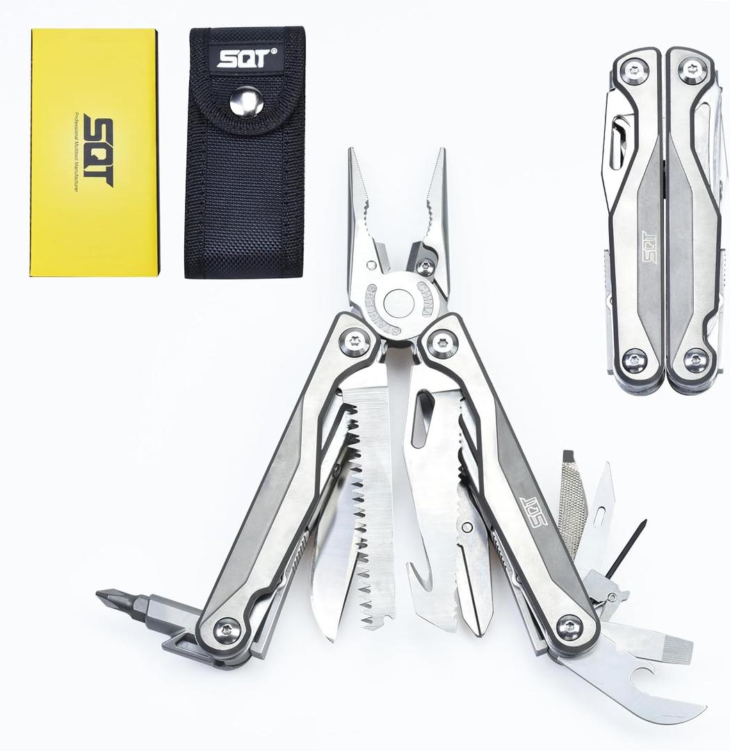 SQT2048-A 19-in-1 Multitool, Gifts for Men, Foldable & Self-Locking, Professional Multitool for DIY, Outdoor Camping, and Home Repairs...