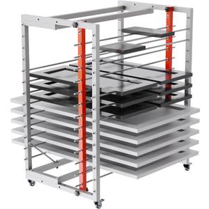 Drying Painting Rack for Cabinet Doors – 13-Tier Metal Panel Stand with Locking Wheels and Adjustable Depth, Medium
