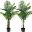 Jexine 2 Pack Artificial Palm Trees 3Ft, Fake Plants Fake Trees Artificial Areca Palm Plants for Outdoor Indoor Faux Tree in Pot for Pool Home Decor Office Housewarming Gift Modern Decoration