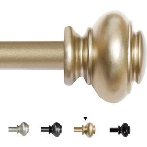 H.VERSAILTEX Window Curtain Rods for Windows 48 to 84 Inches Adjustable Decorative 3/4 Inch Diameter Single Window Curtain Rod Set with Classic Finials, Champagne Gold (48"-84")