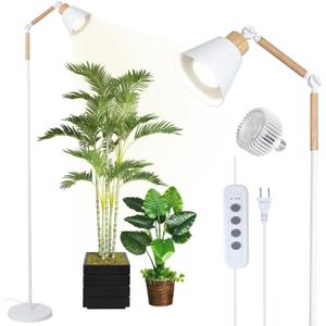 HMVPL Grow Lights for Indoor Plants Full Spectrum, Plant Lights for Indoor Growing with 20W COB Grow Light Blub, 4/8/12H Timer, Standing Tall Grow Lamp for Middle Large Plants(75'', Height Adjustable) (White)