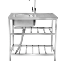 Outdoor Utility Sink,Free Standing Stainless Steel Laundry Tub, Single Bowl Portable Washing Hand Basin Station,with Cleaning Table&Storage Shelves for Garage, Restaurant, Kitchen,Camping, Backyard. Size:
29.5*15.7*29.5in