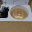 Amber Plug in Pendant Light, Mid Century Modern Hanging Light with Plug in Cord Ribbed Glass Shade, Vintage Gold Hanging Lamps for Living Room, Bedroom, Kitchen, Dining Room