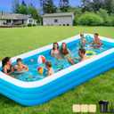 Large Inflatable Pool with Pump, 165" x 76" x 22" Oversized Thickened Blow Up Pools for Adults, Family Swimming Pool for Backyard, Outdoor, and Summer Water Party