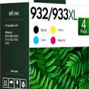 932XL 933XL Ink Cartridges Combo Pack (4Pack, 1Black/1Cyan/1Magenta/1Yellow) Replacement for HP 932 XL 933 XL Black and Color Ink Cartridges OfficeJet 6100 6600 6700 7110 7510 7610 7612 Printer