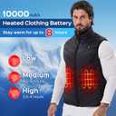 5v/2a Heated Vest Battery Pack 10000mah Power Bank for Heating Vests Jackets Coats Hoodies USB Battery for Electric Vest Jacket for Men for Women (Not Compatible with 7.4V Heated Clothing)