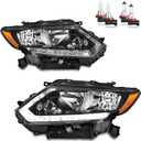 Halogen Headlights Assembly with LED DRL Strip for 2014 2015 2016 Rogue Headlamp Replacement Driver & Passenger Side (NO PROJECTOR)
