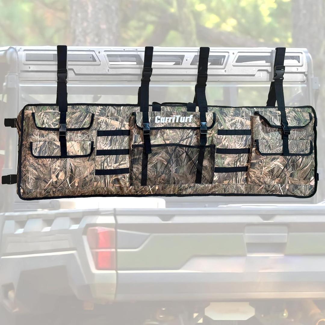 Double UTV Tool Bag Rack - Heavy Duty Waterproof Design for All-Weather Protection with Thick Foam Padding, Secure and Durable, Ideal for Outdoor Gear, Secure Storage on UTV (Camo)