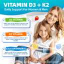 Vitamin D3 K2 Gummies 5000IU Sugar Free Supplement, 60 Count