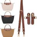 LOUKAYCCI Upgraded Leather Shoulder Strap for Longchamp Le Pliage S/M/L Bag Strap Kit Handbags Crossbody Adjustable Shoulder Strap (Brown)