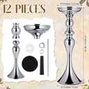 Sadnyy 12 Pcs Silver Metal Wedding Flower Vase Stand, 15 Inch