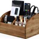 BONNY DODO Remote Control Holders Organizer Box for Table Small Solid Wooden Desk Farmhouse Home Decor Caddy Basket Store Tv Remote for Media Player,Pencil,Glassees&Office Supplies (Brown-M, M)