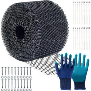 5 Inchx100 Feet Gutter Guard Mesh Roll,Leaf Filter Gutter Protection Roll,Gutter Cover Screen DIY Protection,20 Fixed Cable with 20 Self-Tapping Screws and Protective Gloves (Black 5inch X 100ft)