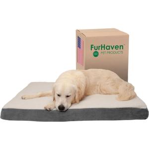 Furhaven Orthopedic Dog Bed for Large Dogs w/ Removable Washable Cover, For Dogs Up to 95 lbs - Sherpa & Suede Mattress - Gray, Jumbo/XL