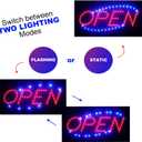 Neon Open Sign for Business: Horizontal LED Sign with Flashing Mode for Stores - Includes Business Hours and Open & Closed Signs, 17" x 10"