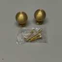 QOGRISUN 2-Pack Solid Brass Cabinet Knobs, Round Ball Gold Knobs for Dresser Drawer, 1.1-Inch Diameter, Sphere Cabinet Pulls, Brushed Brass Finish