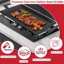 Carbon Steel Griddle for Stove Top Gas Grill, Universal 24'' x 10'' Carbon Steel Flat Top for Induction Cooktop, Professional Cooking Griddle Pan for Made In Cookware