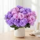 12 Bundles(60 Blooms) Artificial Mums for Outdoor Spring Summer Decor, Silk Faux Chrysanthemums Fake Flowers Look Real UV Resistant for Yard Patio Porch, Indoor, Outside, Wedding Decorations