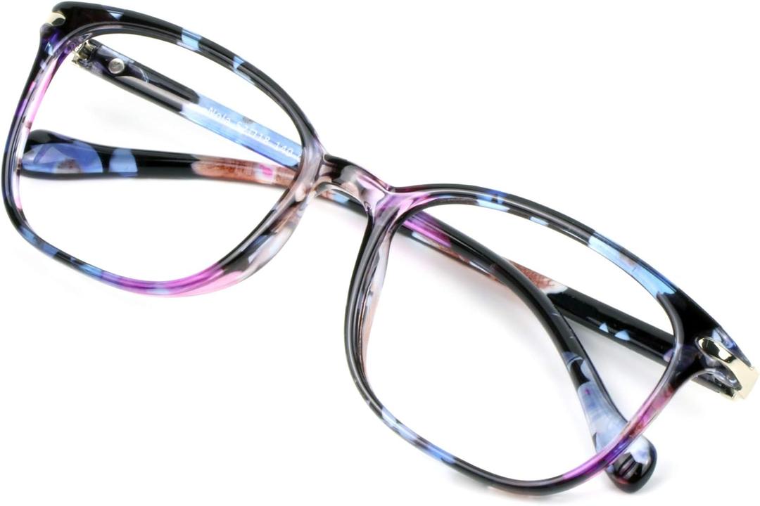 VisionGlobal Blue Light Blocking Glasses for Women, Anti Eyestrain, Computer Reading, TV Glasses, Stylish Square Frame, Anti Glare(No Magnification) (01_nola_pink)