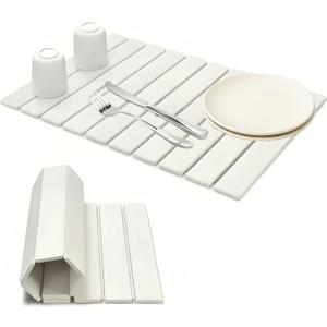 Stone Dish Drying Mat 24"16"  Super Absorbent Diatomite Earth  Quick Dry, Collapsible & Eco-Friendly Drying Mat for Dishes, Bottles & Utensils