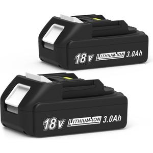 2 x CHAUNVEN 3000mAh 18V Battery Replacement for Makita 18V Battery Compatible with 18 Volt BL1830B BL1840B BL1850B BL1860B BL1815B Battery (2 Packs)