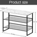 Garden 4 you Shoe Rack for Entryway 3 Tiers 11.8" D x 25" W x 20" H, Metal Shoe Rocks with White Wooden Tabletop, Angled Shoes Rack with Adjustable Mesh Shelves for Entryway Hallway Closet