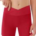Girls Athletic Shorts Slim Tummy Control V Cross Waist Short Leggings Bike Dance Gymnastics Shorts