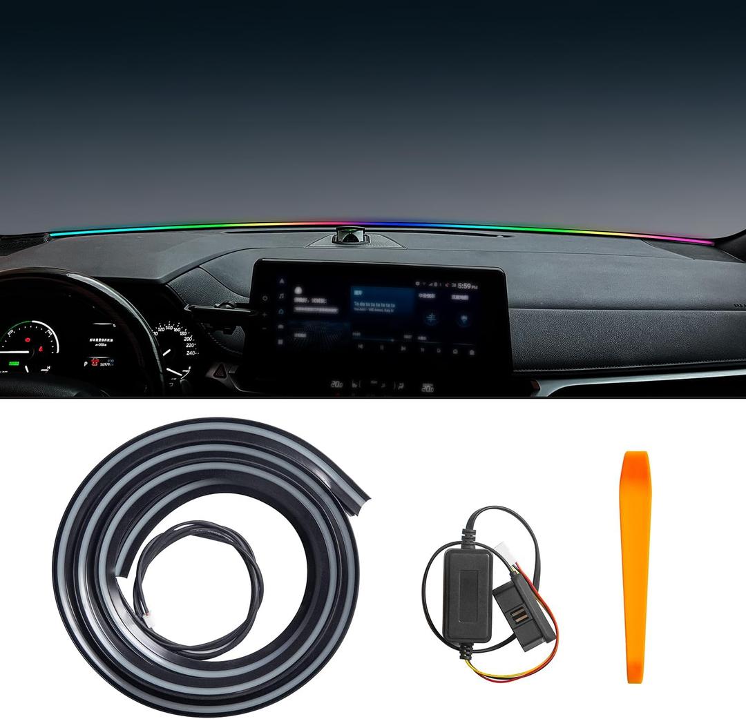 JYCDC Dashboard Ambient Light Strip with OBD Plug-in, RGB Interior Car LED Light Bar, App Control Music Sync, Compatible with Toyota RAV4, Camry, Corolla, Highlander, Tacoma & More, Upgrade Accessory