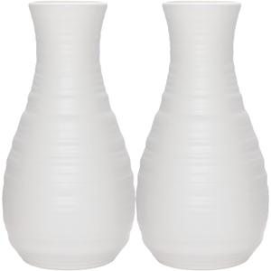 2 Pack Composite Plastics Flower Vase, Unbreakable Ceramic Look Vase for Home Decor Centerpieces, Arranging Bouquets (White)