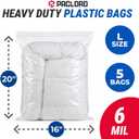 16" x 20" Extra Large Reclosable Plastic Zip Bags, 5 Count | 6 Mil Heavy-Duty Clear Poly Bags, Resealable for Food, Clothes, Hardware, Home & Garage Storage