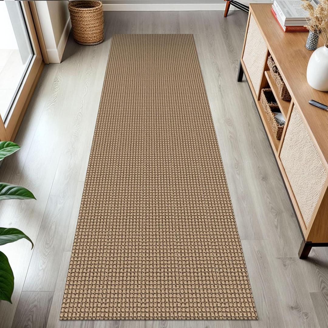 KOZYFLY Boho Runners for Hallways 2x7 ft Washable Kitchen Runner Non Slip Rubber Backed Hall Runners Cotton Entryway Runner Rugs Floor Carpet for Indoor Backdoor Bedroom Kitchen, Tan/Orange/Brown