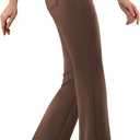 DLOODA Womens Dress Pants Stretchy Work Pants Business Casual Office Trousers Pull On Flare Slacks with 4 Pockets (Brown, S)