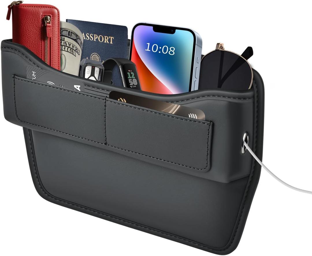 FLORICH Car Seat Gap Filler, Premium Leather Center Console Organizer, Front Seats Gap Filler Organizer and Storages Universal Fit for Car SUV Truck