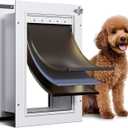 3-Flap Dog Door, All Aluminum Alloy Large Doggy Doggie Door for Wall, Telescoping Tunnel, Heavy Duty Pet Door for Dogs, Insulation Layer, 2 Magnetic Flaps, Closing Panel, Pets Up to 45 LB (Medium)