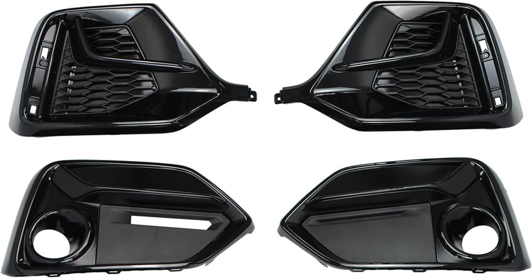 MOTOKU Glossy Black Front Rear Bumper Grill Fog Light Cover Bezel Frame Trim for Honda Civic FK4 FK7 Hatchback 2017-2021 Left Driver and Right Passenger Side without Radar Hole