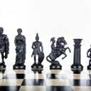 Plastic Chess Pieces RomanLegion 3 3/4", 9,6 cm Black & Gold - Weighted, Felted
