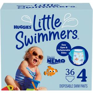 Huggies Little Swimmers Disposable Swim Diapers, Size 4 (24-34 lbs), 36 Ct (2 Packs of 18), 