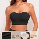 SIMIYA Wireless Strapless Bras for Women Push Up Bandeau Bra Non Slip Seamless Padded Bralette Clear Straps Tube Top Bra, L