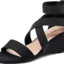 DREAM PAIRS Women's Elastic Ankle Strap Low Wedge Sandals Comfortable Dressy Heels for Summer Formal and Special Occasions, 11