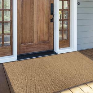 Laundry Mat 2x4Ft Faux Jute Kitchen Mat for Floor, Sink, Farmhouse Minimalist Runner Entrance Throw Area Rug for Laundry Room, Entryway, Hallway, Mudroom Decor, Indoor/Outdoor, Coffee