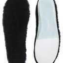 Black Sheepskin Insoles Women's Premium Think Wool Fur Fleece Inserts Cozy & Fluffy 7