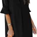QACOHU Summer Dresses for Women V Neck Ruffle Short Sleeve Casual Shift Dress, M