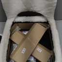 GREENSTELL Small Vanity Stool Chair with Storage and Folding Back, 13.4" x 15" x 30" Square Faux Fur Soft Ottoman, 4 Metal Legs with AntiSlip Feet, Furry Padded Seat for Makeup, Bedroom, White