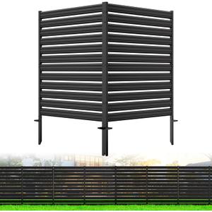 2 Panels No-Dig Metal Privacy Fence Screen, 42" H 38" W Outdoor Air Conditioner Fence, Rustproof AC Unit Cover to Hide Trash Bins, Pool Equipment Enclosure, Decorative Garden, Patio & Backyard