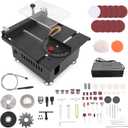 Portable Desktop Electric Bench Saw, Mini Multi-Functional Table Saw for Crafts Wood Cutting, Speeds & Angle Adjustable with More Accessories for Plastic Acrylic Cutting
