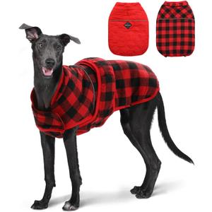 PAWZ Road Dog Winter Coat with 5 Layers Warm Material, Reversible Dog Clothes with 2 Sides, Dog Jacket Outdoor Water Repellent, (Red Plaid XL) (X-Large (Pack of 1))