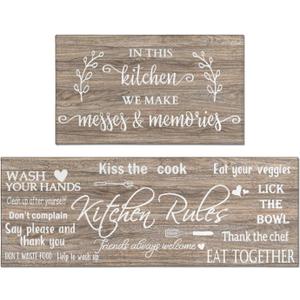 Farmhouse Kitchen Rug Sets of 2 Piece Non Slip Kitchen Rugs and Mats Washable Kitchen Mats for Kitchen Floor Mat Carpet Runner Rugs for Hallway Laundry Decor 17"x30"+17"x47"