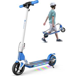 isinwheel Electric Scooter for Kids Ages 6-14, 200W/150W Foldable Kids Electric Scooter with 3 Speeds (5/8/12 Mph), LED Display, Colorful Lights, Gift for Kid
